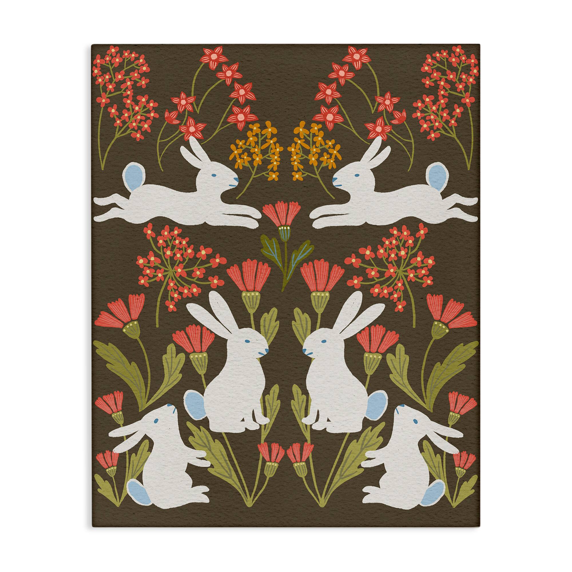 Stupell Industries Wild Spring Blooms & Rabbits Canvas Wall Art